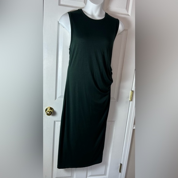 Banana Republic Dark Green Sleeveless Ruched Waist Dress - Picture 2 of 4